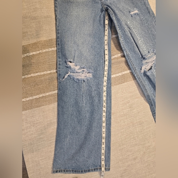 BP. Jeans Womens 28 High Rise Wide Leg Medium Wash Denim Ripped Casual - Picture 6 of 11